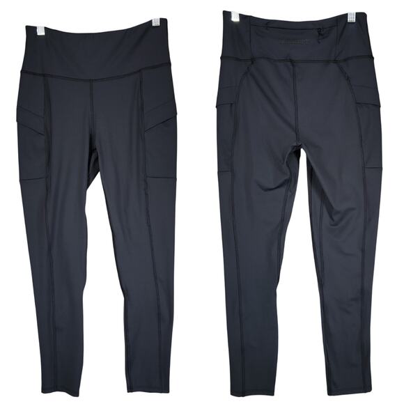 Timberland Legging sz M Women Black 3/4 Length 25" Cargo Pockets Running Jogging - Picture 1 of 12